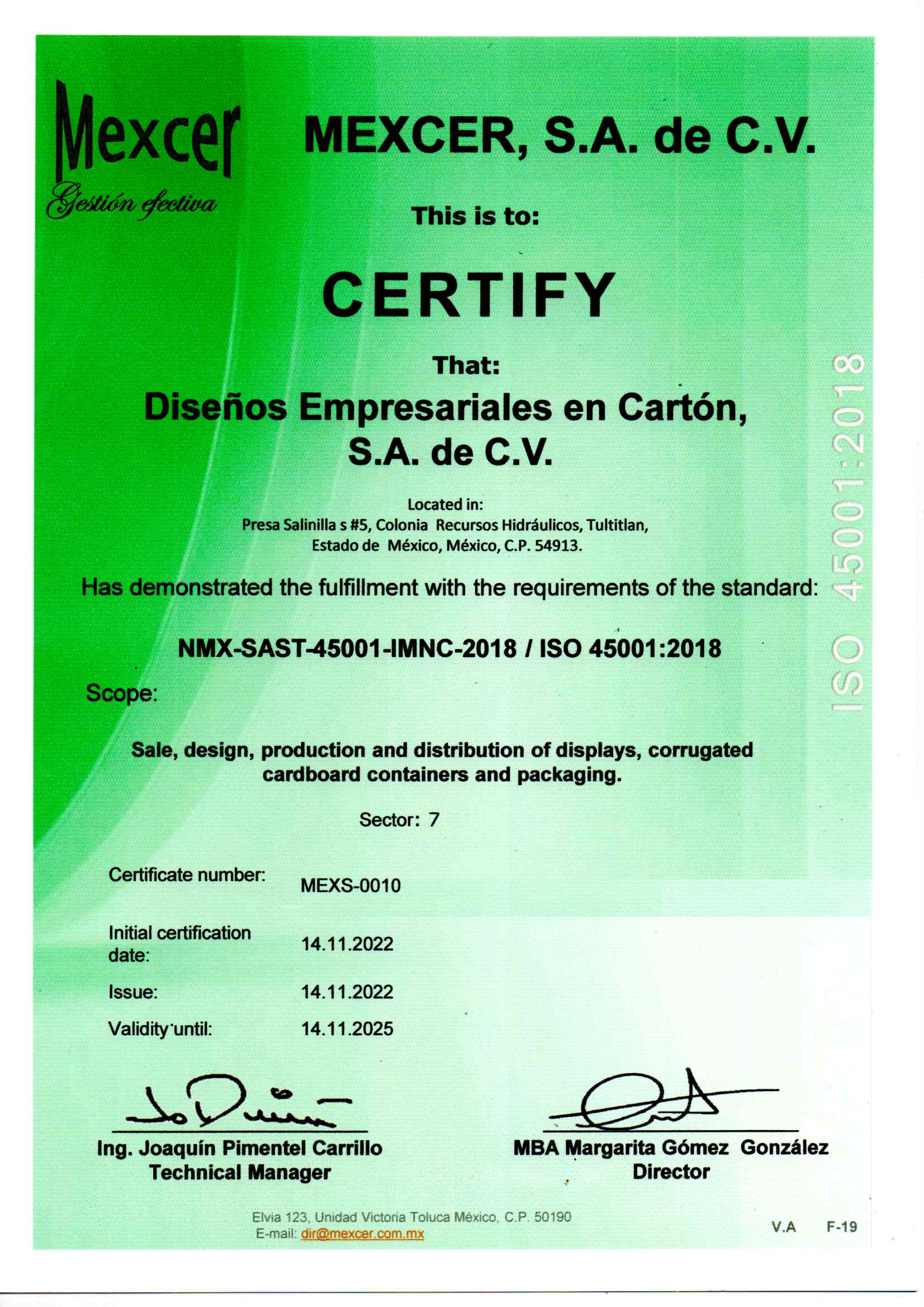DCartón certificación ISO 45001:2018